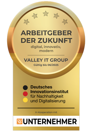 Die VALLEY IT Group ist als "Arbeitgeber der Zukunft" 2024 ausgezeichnet.